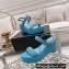 Chanel Chain Platform Sandals Patent Blue 2022