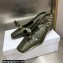 Dior Heel 1cm/3.5cm Rose Fantastique Slingback Flats/Pumps Dark Green 2022