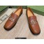 Gucci Heel 2.5cm Croco Pattern Loafers with Double G Brown 2022