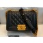 Chanel Small LE BOY Handbag A67085 in Lambskin Black/Aged Gold