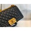 Chanel Small LE BOY Handbag A67085 in Lambskin Black/Aged Gold