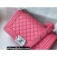 Chanel Medium LE BOY Handbag A67086 in Caviar Leather Dark Pink/Shine Silver