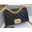 Chanel Small LE BOY Handbag A67085 in Lambskin Black/Gold