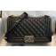 Chanel Medium LE BOY Handbag A67086 in Lambskin Black/Aged Silver