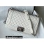 Chanel Medium LE BOY Handbag A67086 in Caviar Leather White/Shine Silver