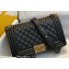 Chanel Medium LE BOY Handbag A67086 in Grained Caviar Leather Black/Aged Gold