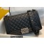 Chanel Medium LE BOY Handbag A67086 in Grained Caviar Leather Black/Aged Silver