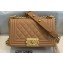 Chanel Small LE BOY Handbag A67085 in Caviar Leather Beige/Aged Gold