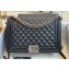 Chanel New Medium LE BOY Handbag A92193 in Lambskin Black/Aged Silver