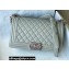 Chanel Medium LE BOY Handbag A67086 in Caviar Leather Gray/Shine Silver