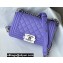 Chanel Small LE BOY Handbag A67085 in Caviar Leather Purple/Shine Silver