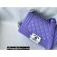Chanel Small LE BOY Handbag A67085 in Caviar Leather Purple/Shine Silver