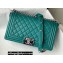 Chanel Medium LE BOY Handbag A67086 in Caviar Leather Green/Shine Silver