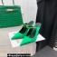 Versace Heel 11cm Satin Medusa Rhinestone Artifact Mules Green