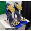 Versace Heel 9.5cm Medusa Chain Leather Sandals Blue