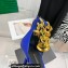 Versace Heel 9.5cm Medusa Chain Leather Sandals Blue