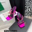 Versace Heel 11cm Satin Medusa Rhinestone Mules Fuchsia