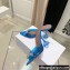 Amina Muaddi Heel 9.5cm Rosie Slippers Mules Glass PVC Blue with Crystal Bow