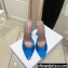Amina Muaddi Heel 9.5cm Lupita Slippers Mules Glass PVC Blue