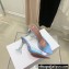Amina Muaddi Heel 9.5cm Lupita Slippers Mules Glass PVC Sky Blue