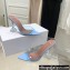 Amina Muaddi Heel 9.5cm Lupita Slippers Mules Glass PVC Sky Blue