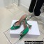 Amina Muaddi Heel 9.5cm Rosie Slippers Mules Satin Green with Crystal Bow