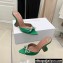 Amina Muaddi Heel 9.5cm Rosie Slippers Mules Satin Green with Crystal Bow