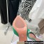 Amina Muaddi Heel 9.5cm Rosie Slippers Mules Satin Green with Crystal Bow
