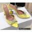 Amina Muaddi Heel 9.5cm Rosie Slippers Mules Satin Yellow with Crystal Bow