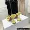 Amina Muaddi Heel 9.5cm Rosie Slippers Mules Satin Yellow with Crystal Bow