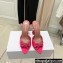Amina Muaddi Heel 9.5cm Rosie Slippers Mules Satin Fuchsia with Crystal Bow