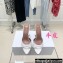 Amina Muaddi Heel 9.5cm Lupita Slippers Mules Calfskin White