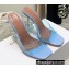 Amina Muaddi Heel 9.5cm Lupita Glass Slippers Mules PVC Sky Blue