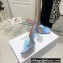 Amina Muaddi Heel 9.5cm Lupita Glass Slippers Mules PVC Sky Blue