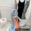 Amina Muaddi Heel 9.5cm Lupita Glass Slippers Mules PVC Sky Blue
