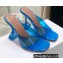 Amina Muaddi Heel 9.5cm Lupita Glass Slippers Mules PVC Blue