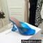 Amina Muaddi Heel 9.5cm Lupita Glass Slippers Mules PVC Blue