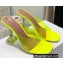Amina Muaddi Heel 9.5cm Lupita Glass Slippers Mules PVC Yellow
