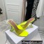 Amina Muaddi Heel 9.5cm Lupita Glass Slippers Mules PVC Yellow