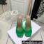 Amina Muaddi Heel 9.5cm Lupita Glass Slippers Mules PVC Green