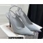 The Attico Heel 10.5cm Venus Slingback with Ankle Strap Satin Gray