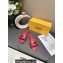 Fendi Leather Baguette Slides Red 2022