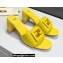 Fendi Leather Baguette Mules Yellow 2022