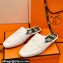 Hermes "H" cut-out detail Catena Mules White