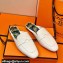 Hermes "H" cut-out detail Catena Mules White