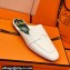 Hermes "H" cut-out detail Catena Mules White