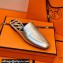Hermes "H" cut-out detail Catena Mules Silver