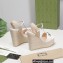 Gucci Platform 4cm Heel 13cm Wedge Sandals Leather White with Horsebit