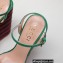 Gucci Leather Striped Platform 4cm Heel 13cm Wedge Sandals Green with Double G