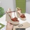 Gucci Platform 4cm Heel 13cm Wedge Sandals Leather Brown with Horsebit